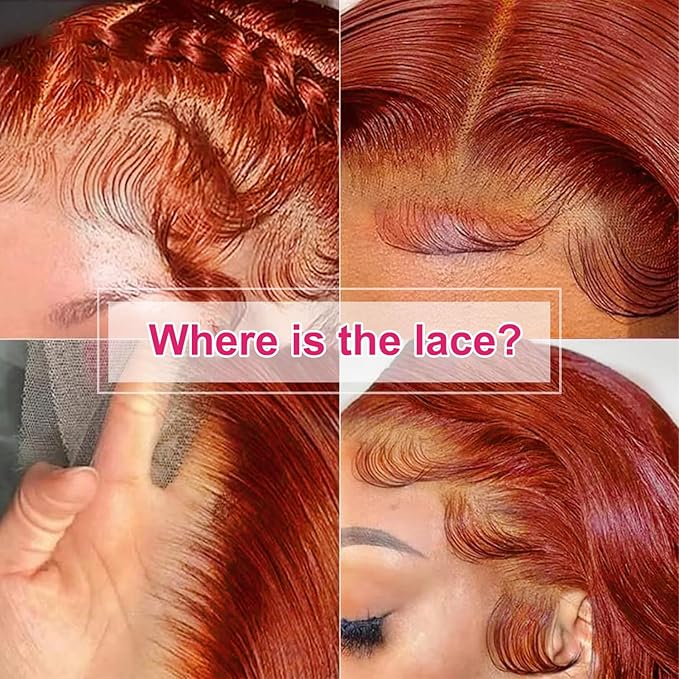 AMIRTY 200% Density 28 Inch Orange Ginger Lace Front Wigs Human Hair 13X4 HD Transparent Lace Front Wigs Human Hair Pre Plucked with Baby Hair #33 Wigs For Women