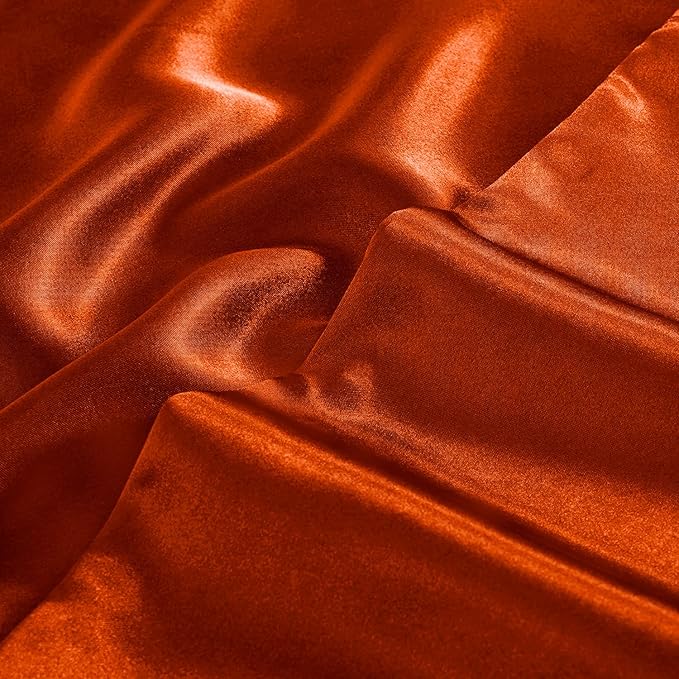 Aormenzy Satin Pillow Cases for Women King Size Set of 2, Burnt Orange Satin Pillowcase for Hair with Envelope Closure Silky Pillow Covers Wrinkle, Fade Resistant (20x40 Inches)