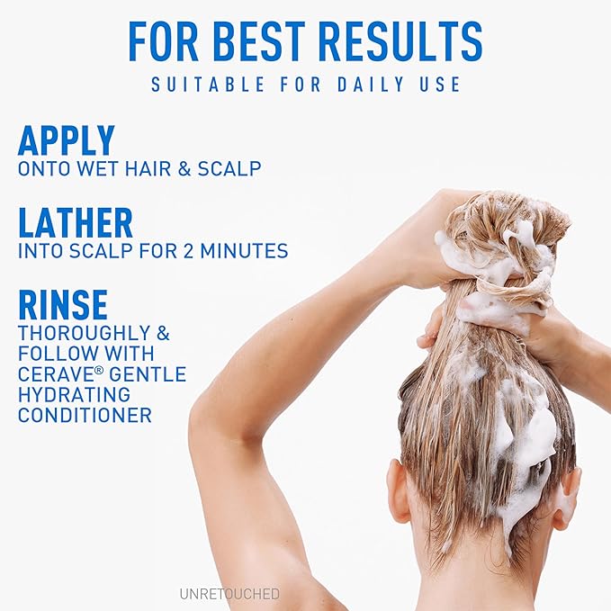 CeraVe Gentle Hydrating Shampoo, With Ceramides, Niacinamide & Hyaluronic Acid For Soft, Healthy Looking Hair & Scalp, Sulfate Free & Color Safe Shampoo, For All Hair Types, 19 Oz