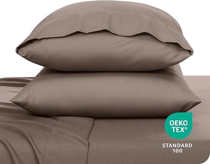 Bare Home Microfiber Pillow Cases - Standard Size Set of 2 - Cooling Pillowcases - Double Brushed - Easy Care - Envelope Closure (Standard Pillowcase Set of 2, Taupe)