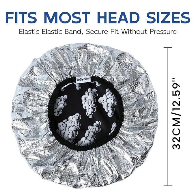 Years calm Shower Cap for Men, Waterproof & Heat-Retaining Hair Treatment Cap – Reusable Men’s Shower Cap with Foil Lining, Elastic Band, for Steam Care, Hair Mask & Oil Conditioning
