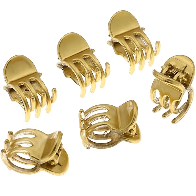Camila Paris CP2913 French Hair Clip for Women, Set of 6 Extra Small Gold, Girls Hair Claw Clip Jaw Fashion Durable Styling Hair Accessories for Women, Ladies Strong Hold Grip Clamp, Made in France