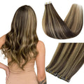 Full Shine Injection Virgin Tape in Hair Extensions Color BM Tape ins Human Hair Extensions Invisible Real Human Hair 20Inch Double Sided Brazilian Natural Straight Hair for Women 12.5G 5Pcs