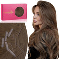 WENNALIFE Invisi Edge & Classic Tape in Hair Extensions Human Hair, 18 Inch 100g 40pcs(20pcs Invisi Edge & 20pcs Classic) Cool Ash Brown Invisible Luxury Remy Hair Natural Seamless Injected Tape Ins
