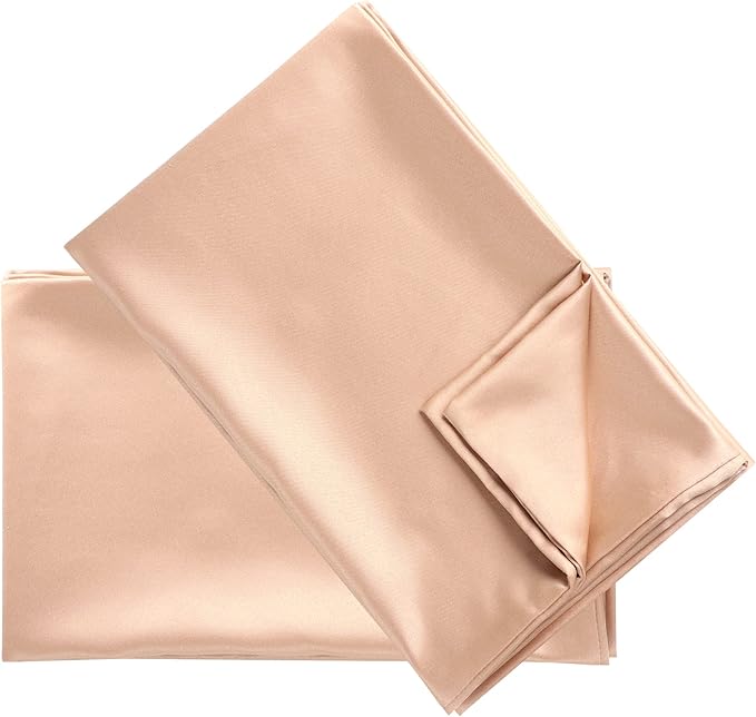 uxcell 2 Pack Silk Satin Pillowcase for Hair and Skin, Cool, Silky, Soft Breathable Pillow Cases Standard Size 20x26 Inch Sateen Pillowcase Champagne with Envelope Closure