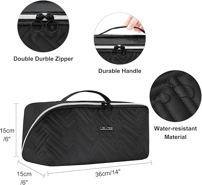 Leudes Hair Tools Travel Bag For Dy son Airwrap Hair Dryer Shark Flex Style Carrying Case Travel Makeup Bag Portable Pouch Open Flat Packing Organizers with Divider and Handle (Black)