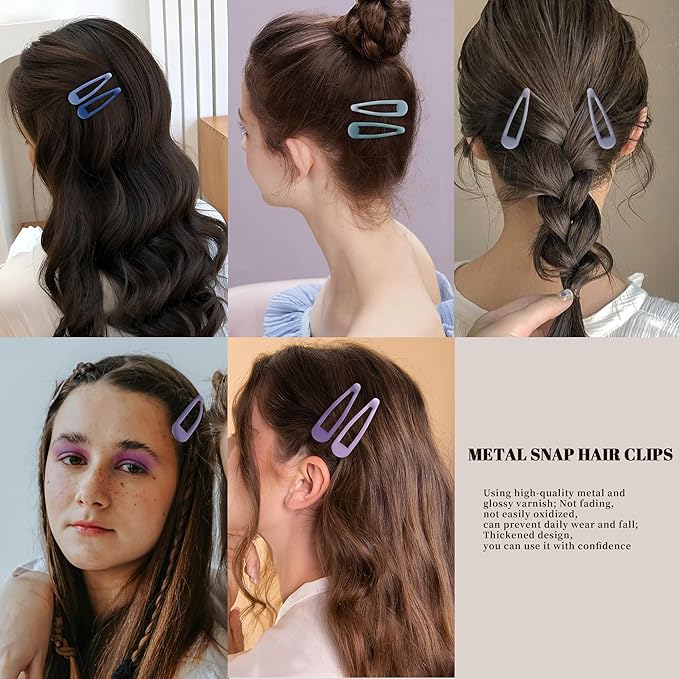 Small Hair Barrettes For Women No Slip Metal Snap Clips For Thin And Fine Hair,Matte Mix Colors,20 PCS,1.97 x 0.5 Inch.