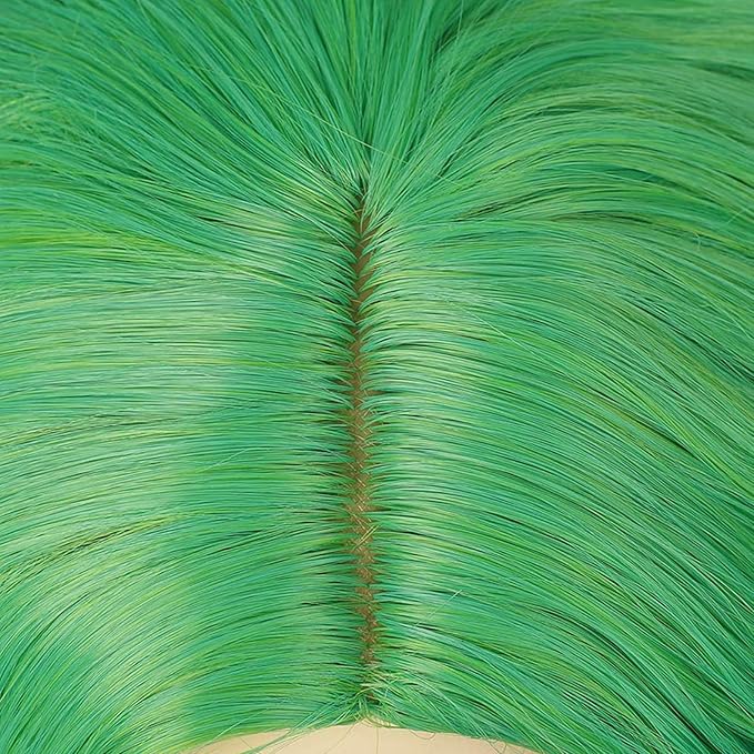 BUFASHION 14" Women Short Ombre Green Kinky Straight Cosplay Synthetic Wigs With Air Bangs 46 Colors Available (Ombre Green 2)