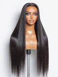 LUVME HAIR 22'' Straight Lace Front Wigs Human Hair 13x4 Pre Cut Lace Glueless Human Hair Wig Pre Plucked Long Straight Black Wig For Women 180 Density