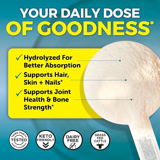 Viva Naturals Hydrolyzed Collagen Peptides Powder, 1 lb – Grass-Fed & Pasture-Raised Bovine Collagen, Type I & III, Unflavored Powder for Hair, Skin & Nails