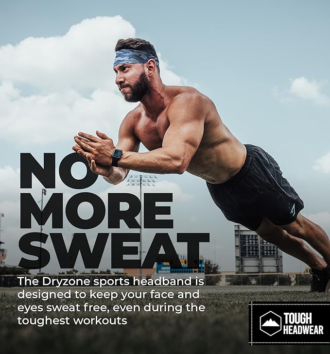 Tough Headwear Tough Outfitters Headband for Men - Mens Headbands - Working Out Sports Performance Head Bands - Athletic Cycling Running Sweat Band, Football Headbands - Sweat Bands Men/Women