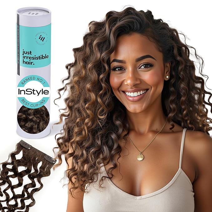 Irresistible Me 3A Curls Real Human Hair Extensions Clip Ins – 100% Human Hair Clip In Extensions for Length & Volume – Invisible Extension – Heat Resistant & Dyeable – Light Brown, 24 Inches