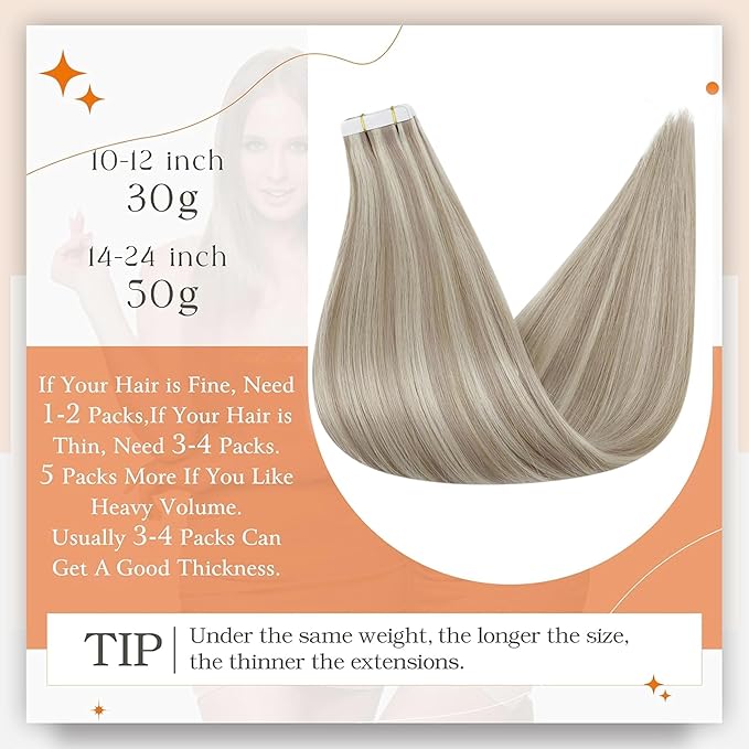 Full Shine Remy Tape in Hair Extensions 22Inch Double Sided Tape in Extensions Seamless Skin Weft Silky Straight Real Human Hair Extension Piano Color 18/613 Extension 50G 20Pcs Adhesive Tapes