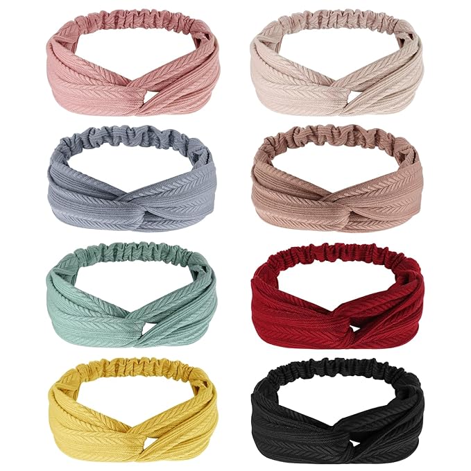 Elastic Knotted Headbands for Women Wheat Pattern Cloth Head Hair Bands for Women's Hair Non Slip Boho Wrap Twisted Hair Accessories