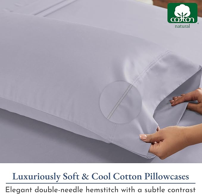 California Design Den 100% Cotton King Size Pillowcases Set of 2, 800 Thread Count, Soft Pillow Covers Sateen, Fits King Size Pillows (Lavender)