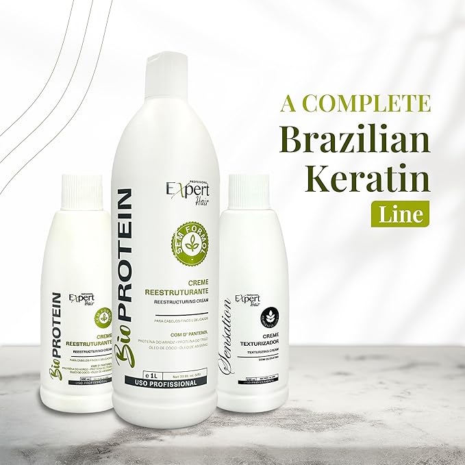 Expert Hair Bio Protein Organic, Brazilian Keratin Hair Treatment - 1kg/35.3 oz, All hair types, Formaldehyde-free, Strengthening, Smoothing, Reduce Frizz, Moisturizing, Softening