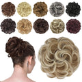 FESHFEN Messy Bun Hair Piece - Elastic Wavy Curly Hair Bun Scrunchies Extensions Synthetic Chignon Hairpieces for Women Girls, Strawberry Blonde & Platinum Blonde Tips 1.5 oz