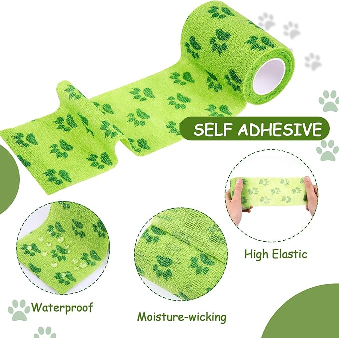 6 Rolls No Chew Bandage for Dogs Bitter Bandage Wrap for Dogs Wound Wrap(Green,3 Inches X 5 yd)