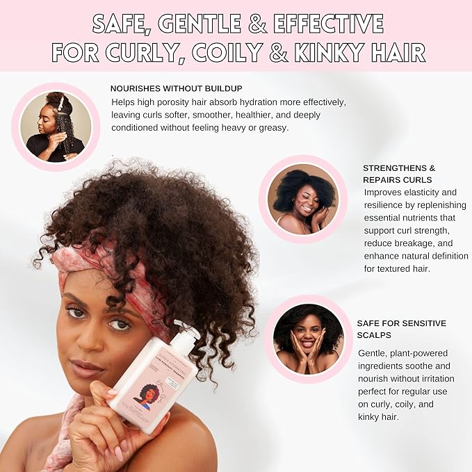 Ethnic Gals High Porosity Hair Mask - Deep Moisture & Repair Treatment for Curly, Coily, Dry Hair with Shea Butter & Argan Oil, Restores Softness & Shine, 9.5 fl oz (280ml)