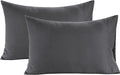 Lane Linen 100% Organic Cotton Pillow Cases King Size (20"x36") - King Size Pillow Cases Set of 2 - Pure Organic Cotton Pillowcases - King Pillow Cases Set of 2 - Charcoal Black Pillow Cases Set of 2