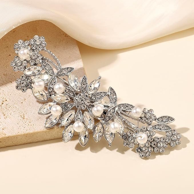 Crystal Rhinestone Pearl Hair Clip Comb Silver Wedding Hair Acessory Bridal Hair Pins Bride Headpiece
