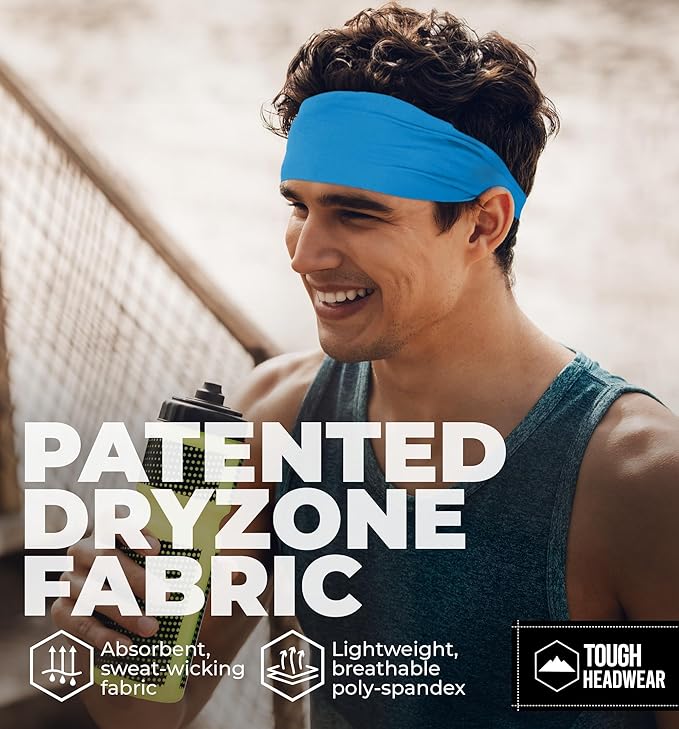 Tough Headwear Tough Outfitters Headband for Men - Mens Headbands - Working Out Sports Performance Head Bands - Athletic Cycling Running Sweat Band, Football Headbands - Sweat Bands Men/Women