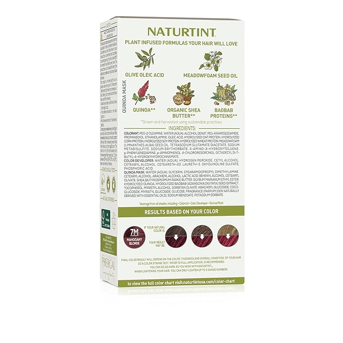 Naturtint 7M Mahogany Blonde Permanent Hair Color (Pack of 1), Ammonia Free, Vegan, Cruelty Free, up to 100% Gray Coverage, Long Lasting Results (Packaging may vary)