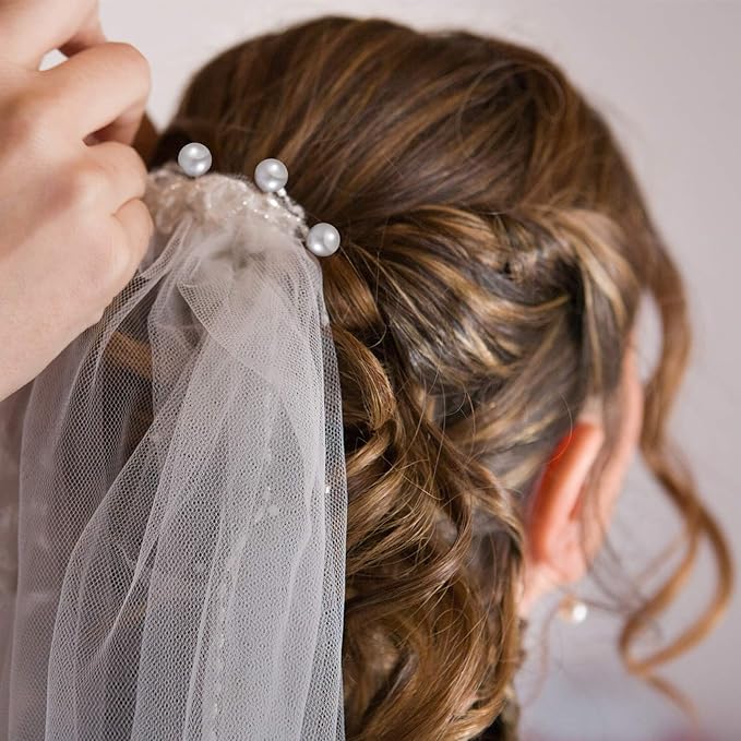 32 Pieces Wedding Pearl Hair Pins Bridal Pearl Rhinestone Hair Accessories U Shape Barrette for Bride Bridesmaid Women(Gold, Silver)