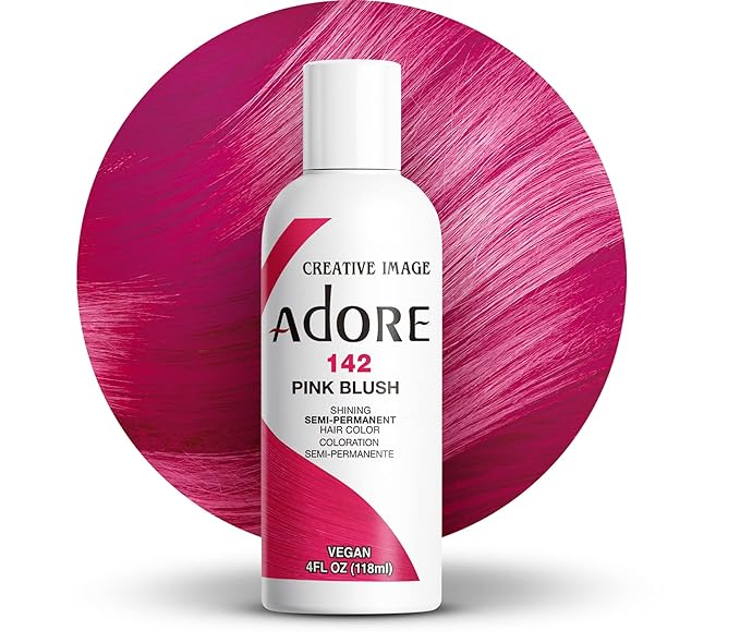 Adore Semi Permanent Hair Color (142 Pink Blush) | Vegan & Cruelty-Free Pink Hair Dye | No Ammonia, No Peroxide, No Alcohol | 4 Fl Oz (Pack of 1)