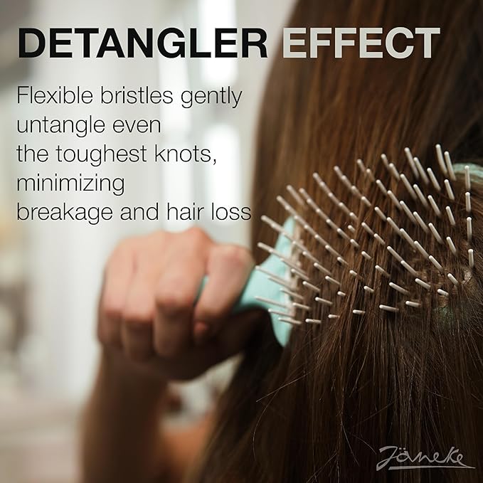 Janeke Superbrush Detangling Brush for Soft Smoothing Hair Brushing with Anti-Static Bristles - Vented Wet Hair Brush for Blow Drying Use - Perfect for Curly, Thick, Wavy, Fine Hair Types (White)