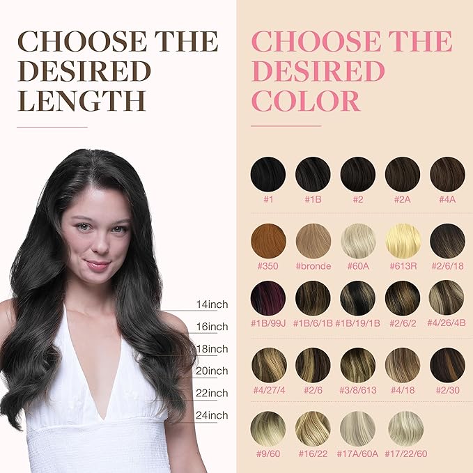 GOO GOO Tape in Hair Extensions Human Hair, 1B Natural black, 16inch 25g 10pcs, Skin Weft Seamless Invisible, Silky Straight with Thick Ends, Remy Human Hair