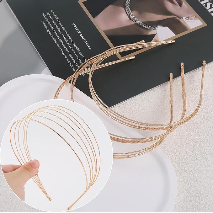 3pcs Multi Layers Metal Headbands, Gold Sparkly Thin Layer HeadBands for Women, Elegant Layered Hair Bands Accessories for Party Wedding Home Outside