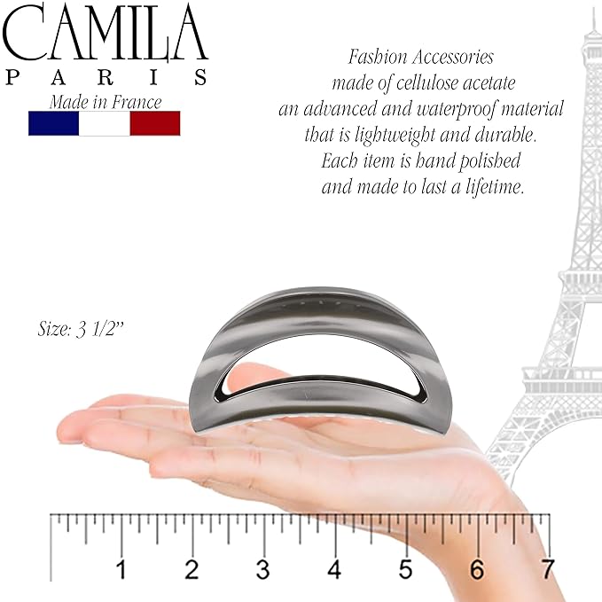 Camila Paris CP2909 French Hair Clip for Women Thick Hair for Long Curly Wavy Hair, Girls Hair Claw Clips Jaw, Durable Styling Big Claw Clip for Thick Hair, Strong Hold No Slip Grip, Made in France