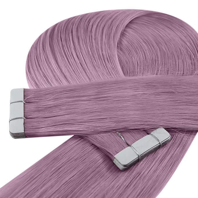 YoungSee Blue Tape in Hair Extensions Real Human Hair 24In Tape on Hair Extensions 10pcs Invisible Tapes in Hair Extension Human Hair Blue Tape ins Extension for Cosplay 25g