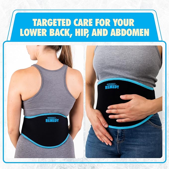 Perfect Remedy Back Ice Pack Wrap for Pain Relief, Ice Packs for Injuries Reusable with 2 Gel Inserts for Lumbar Pain, Sciatica, Coccyx, Surgery Recovery, Herniated Disc Relief, Hot & Cold Therapy