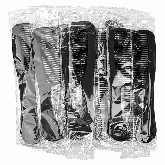 Bulk Hair Combs, Combs Individually Wrapped, Hair Combs in Bulk for Women, Kids, Hotel, Airbnb, Shelter, Homeless, Charity, and Church (Black) (5.9 inches, 100, Count)