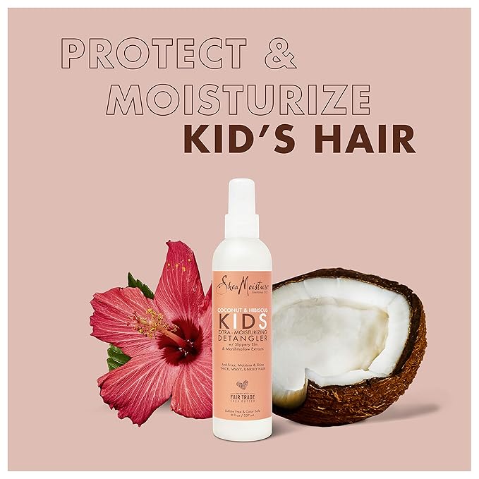 SheaMoisture Detangler Conditioner, 8 oz, Pack of 2 | Kids | Curly Hair | Coconut and Hibiscus | Extra Moisturizing