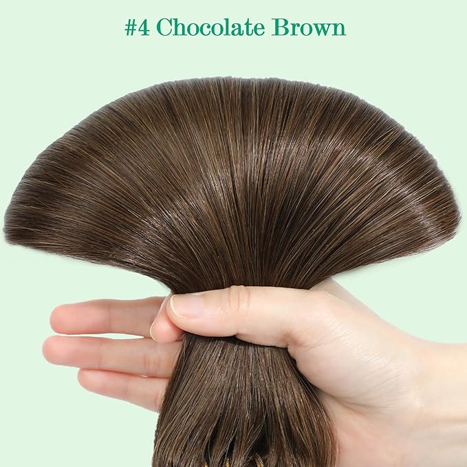 Clip in Human Hair Extensions, Chocolate Brown 160g 7pcs 22 Inch, SURNEL Clip in Hair Extensions Real Human Hair Straight Thick Hair(#4-22'')