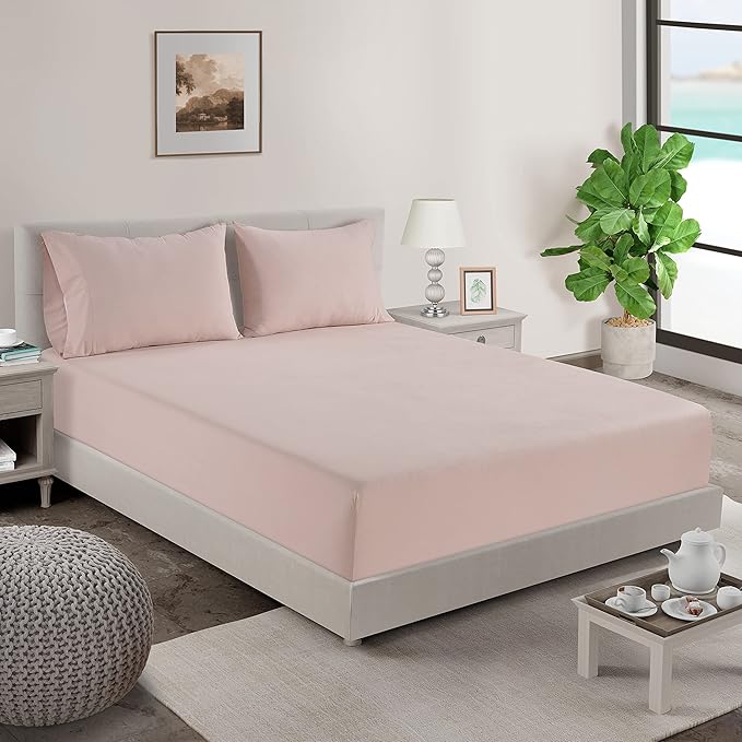 Lane Linen 100% Organic Cotton King Size Pillow Cases Set of 2 (20"x36") - Certified Organic Cotton Pillowcases - King Pillow Cases Set of 2 - Pink Dusty Rose
