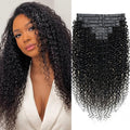 18 Inches Seamless Kinky Curly Clip in Hair Extensions Real Human Hair #1B Natural Color Brazilian Virgin 3c 4a Curly Clip ins Human Hair Extensions