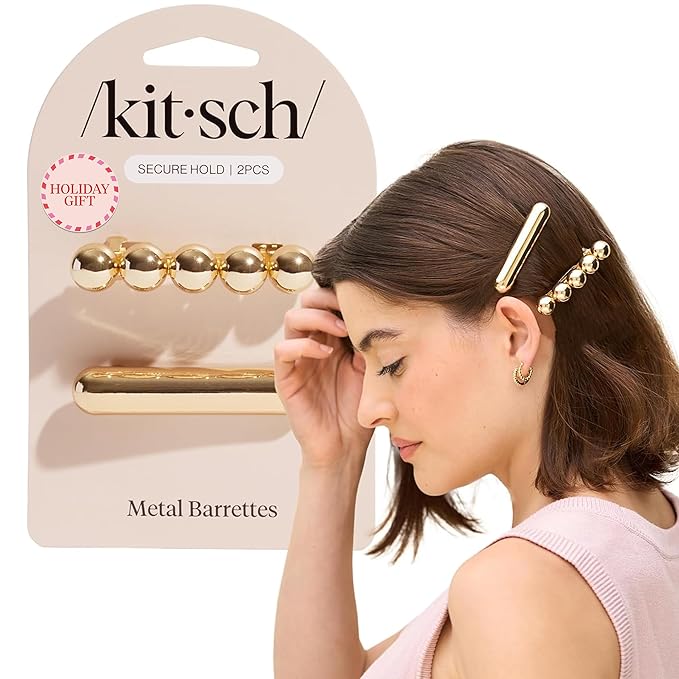 Kitsch Gold Hair Barrettes For Women - Stylish, Durable & Elegant Metal Hair Clips for Everyday or Special Occasions - Cloud & Bubble Design | Ideal Gifts for Women 2pc Set