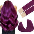 GOO GOO Tape in Hair Extensions Human Hair, Violet, 16inch 25g 10pcs, Colored Tape ins Human Hair Extensions, Silky&Soft Invisible Tape Ins, Hair Highlighted for Party