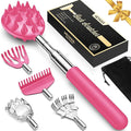 Upgraded Reinforced Telescoping Back Scratcher with 5 Detachable Heads, Larger Scratching Tips, Stocking Stuffer & White Elephant Gifts for for Men Women Adults