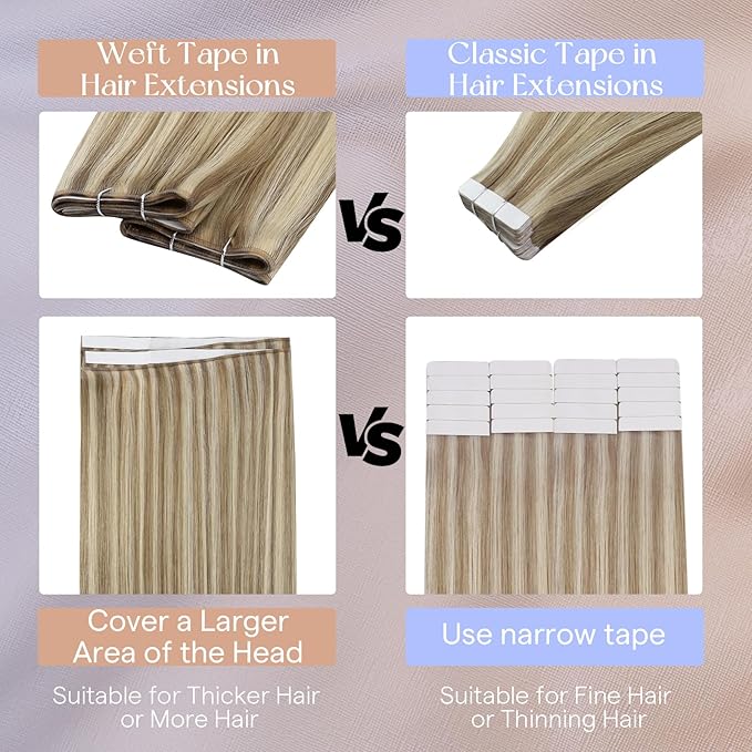 Full Shine Tape in Human Hair Extensions for Women Color 16 Highlighted 22 Blonde Tape in Weft Hair Extensions Human Hair Genius Long Weft Tape ins 50G One Piece 22Inch Seamless Skin Weft for Dating