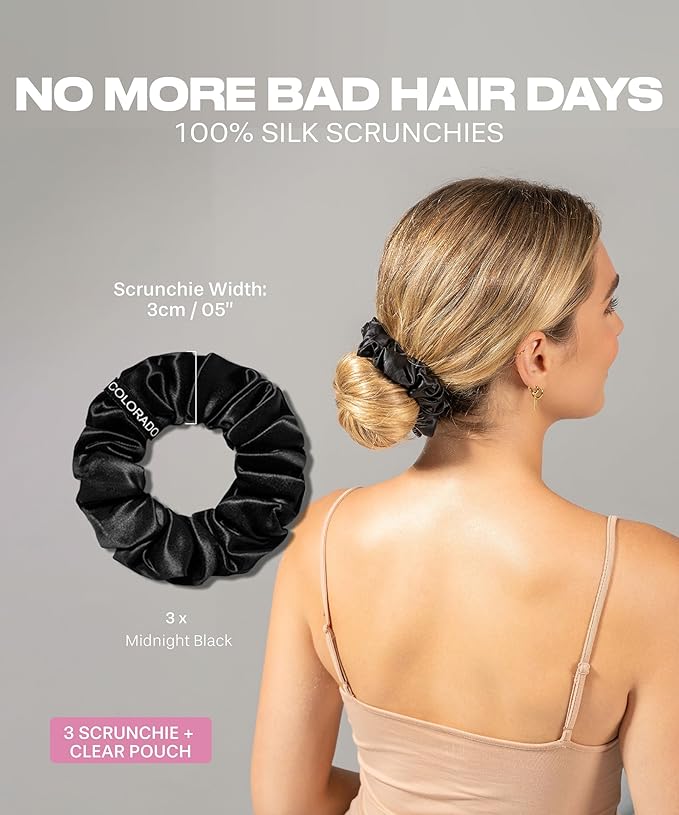 SUNDAYSILKS™ Luxurious Mulberry Silk Scrunchies for Women & Girls | No-Slip, Silky Hair Ties for Natural, Curly, Thin or Thick Hair | Gentle Hold for Ponytails & Sleep | Mini to Large Sizes [6 Pack]
