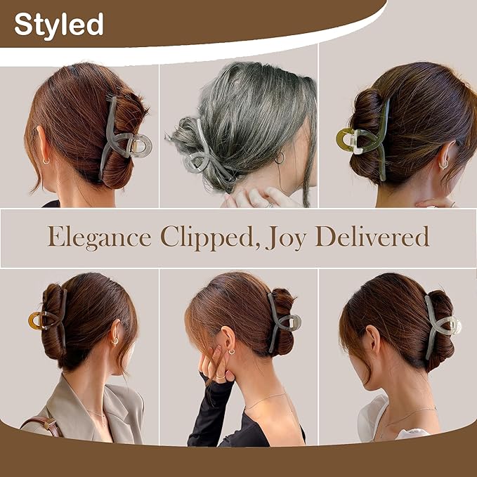 Big Hair Claw Clips Non-Slip Hair for Women and Girls with Long, Thick Hair Jelly & Matte Clips (Jelly-B 4pcs 5.1")