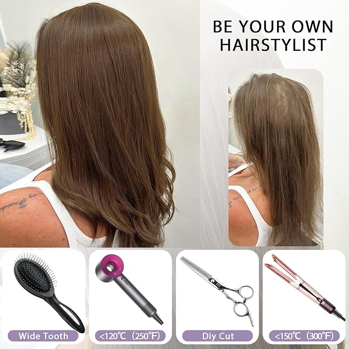 Real Human Hair Toppers for Women #TLQ, 3x5 Inch Injected Silk Base 130% Density 16 Inch Length Hair Toppers