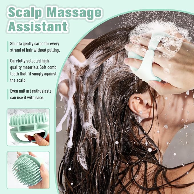 Scalp Massager Shampoo Brush,Scalp Dandruff Removal with Soft Silicone Bristles,Wet & Dry Scalp Care Head Scrubber Hair Washing,Hair Brush for Scalp Exfoliator,Comfortable for All Hair Types,Black