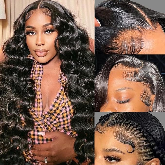 22 Inch Body Wave Lace Front Wigs Human Hair 13x4 HD Transparent Lace Front Wigs for Black Women Glueless Frontal Wigs Human Hair 200 Density Pre Plucked