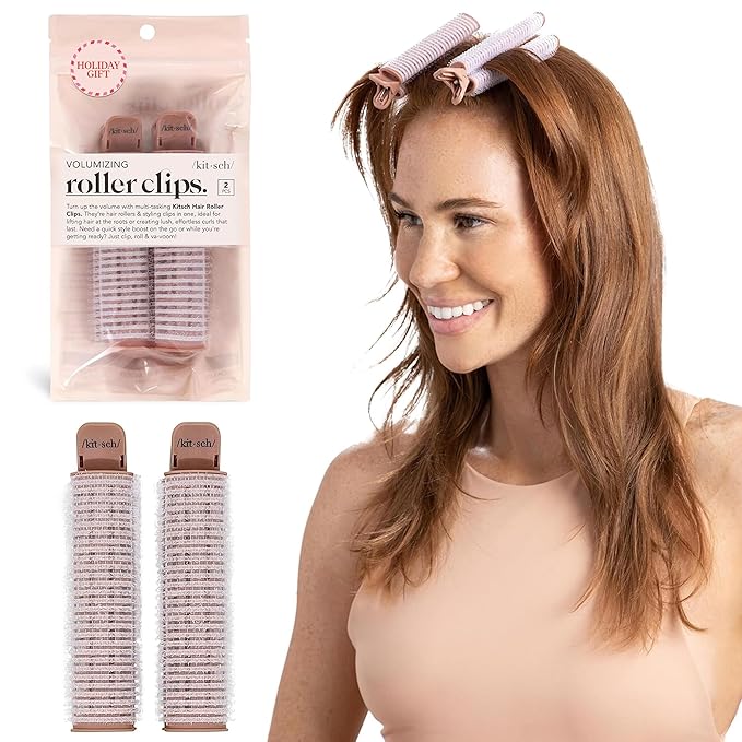 Kitsch Volumizing Hair Clips for Women - Hair Rollers for Volume & Curls - Volumizing Hair Products, Hair Roller Clips for Effortless Curls That Last - 2pc, Terracotta